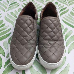 Steve Madden Gray Tan Ellen Slip On Quilted Loafers